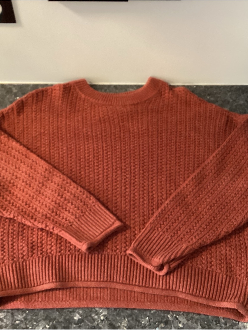 Universal Thread Rust Orange Textured Crewneck Sweater